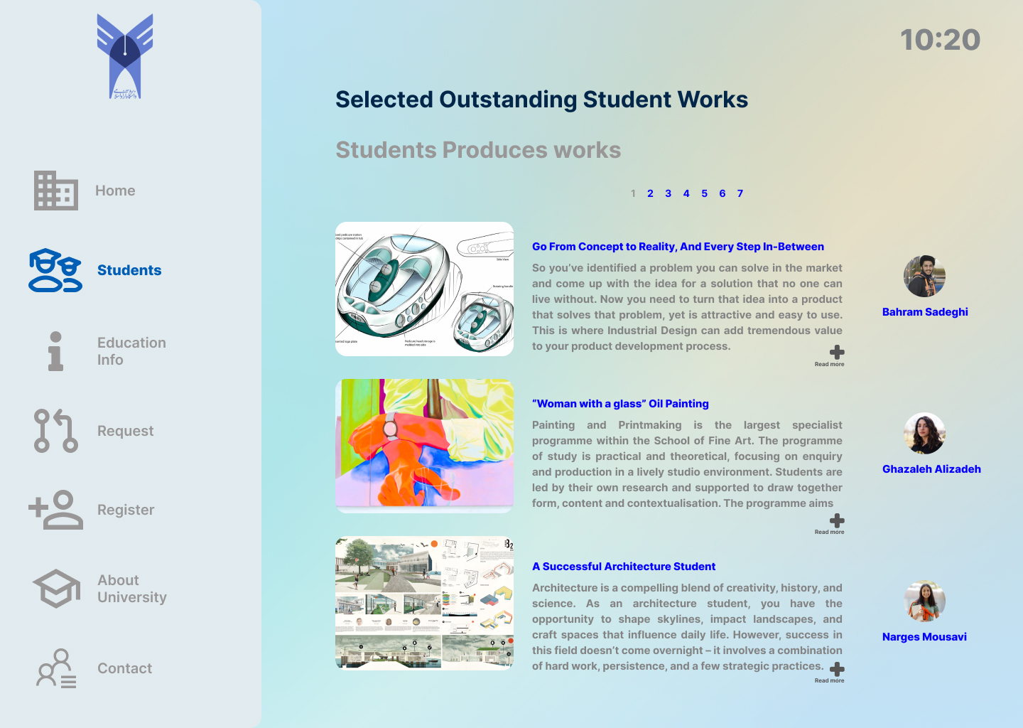 Students screen, selected outstanding student works
