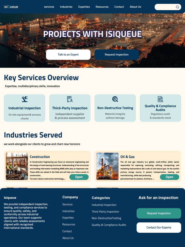 ISIQueue homepage, tablet view