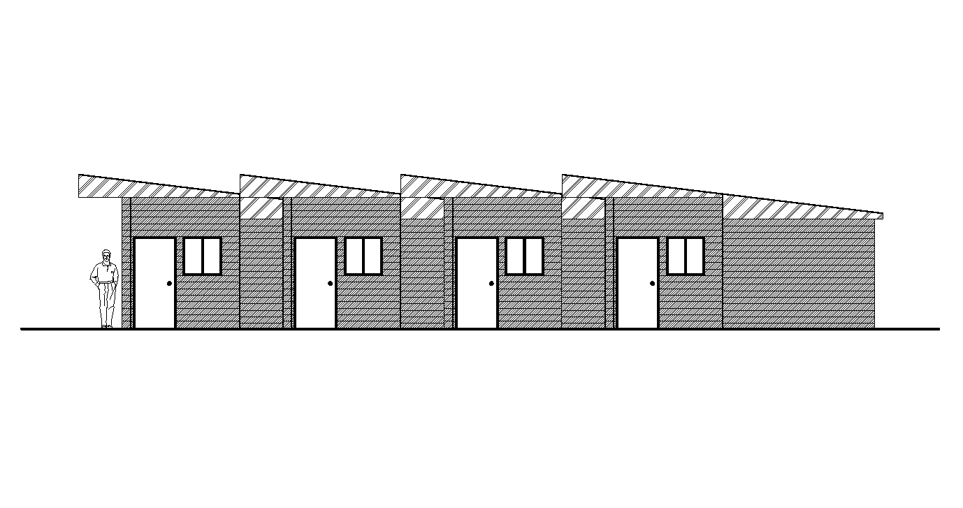 Elevation of the four-module row