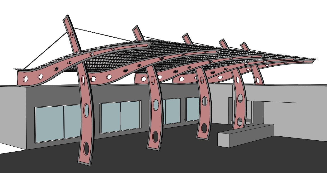 Competition drawing, section elevation, Concept B
