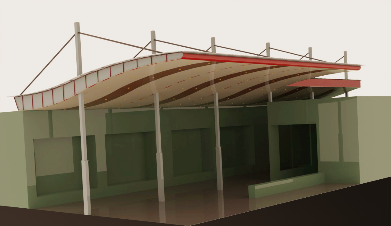 Competition drawing, section elevation, Concept C, selected design