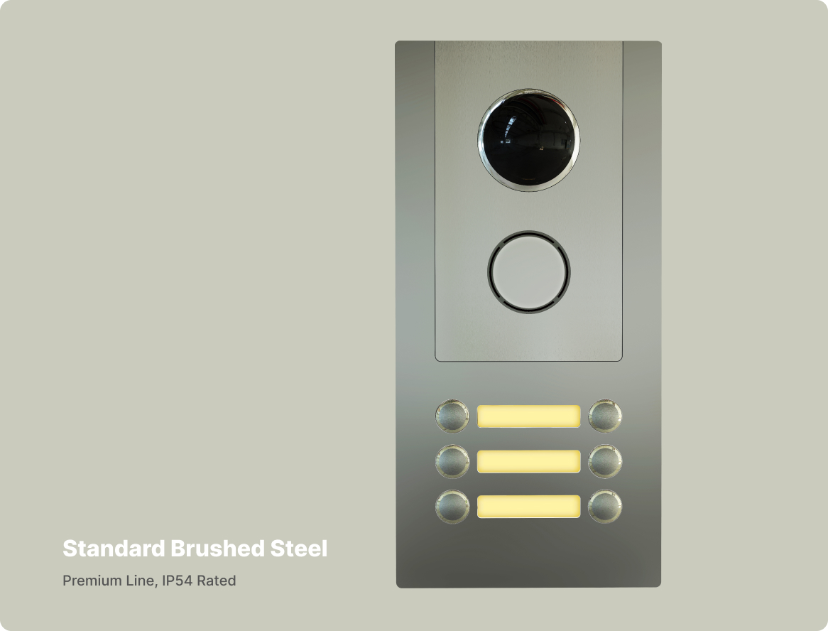Standard brushed steel finish, premium line, IP54 rated
